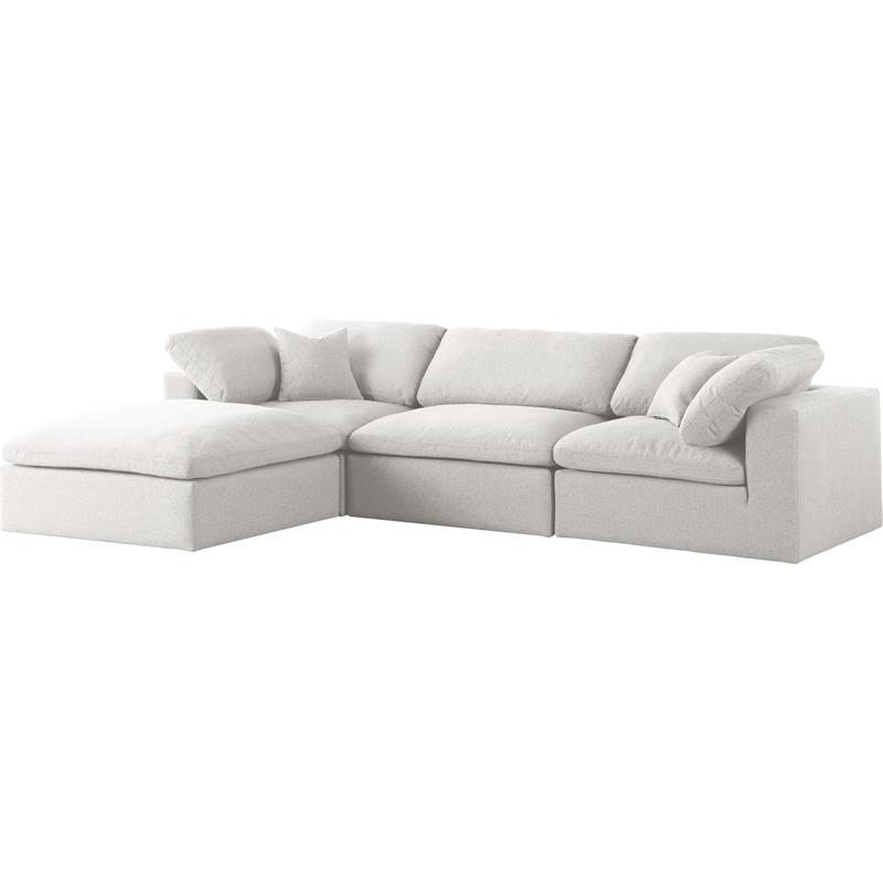 Meridian Furniture Serene Cream Durable Linen Fabric Modular Sectional