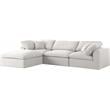 Meridian Furniture Serene Cream Durable Linen Fabric Modular Sectional