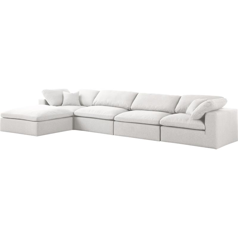 Meridian Furniture Serene Cream Durable Linen Fabric Modular Sectional