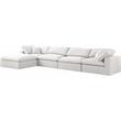 Meridian Furniture Serene Cream Durable Linen Fabric Modular Sectional