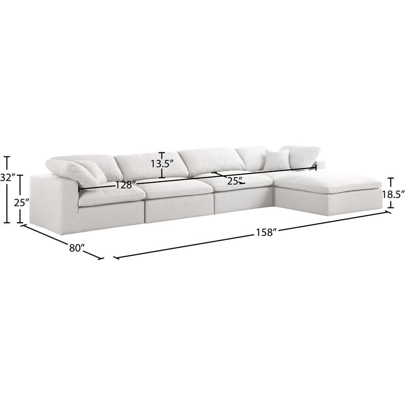 Meridian Furniture Serene Cream Durable Linen Fabric Modular Sectional