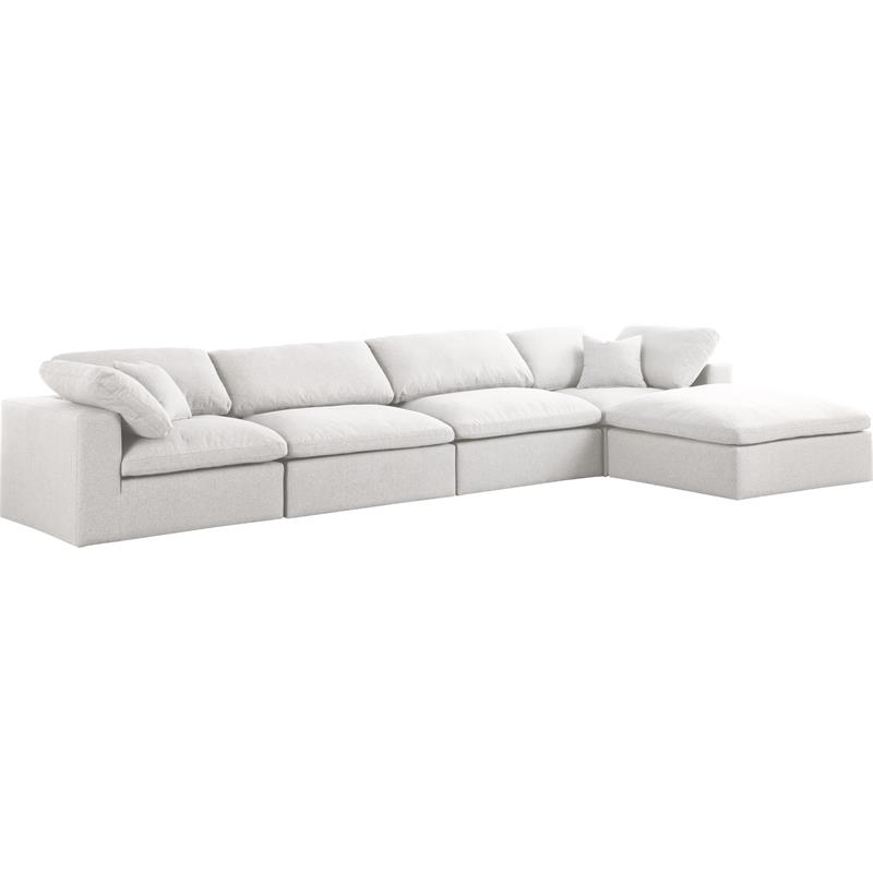 Meridian Furniture Serene Cream Durable Linen Fabric Modular Sectional