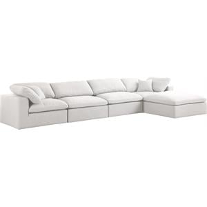 meridian furniture serene 5 piece durable linen fabric cloud modular sectional 5a