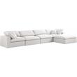 Meridian Furniture Serene Cream Durable Linen Fabric Modular Sectional