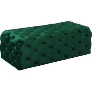 Meridian Furniture Casey Button Tufted Green Velvet Ottoman and Bench