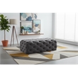 Meridian Furniture Casey Button Tufted Gray Velvet Ottoman and Bench