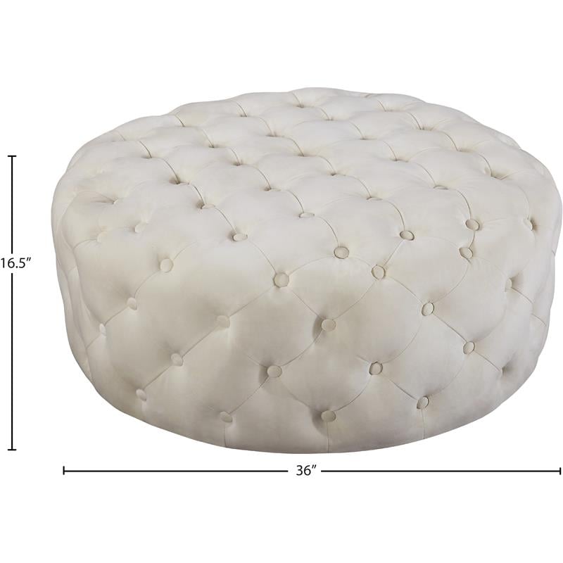 Meridian Furniture Addison Button Tufted Cream Velvet Ottoman and Bench