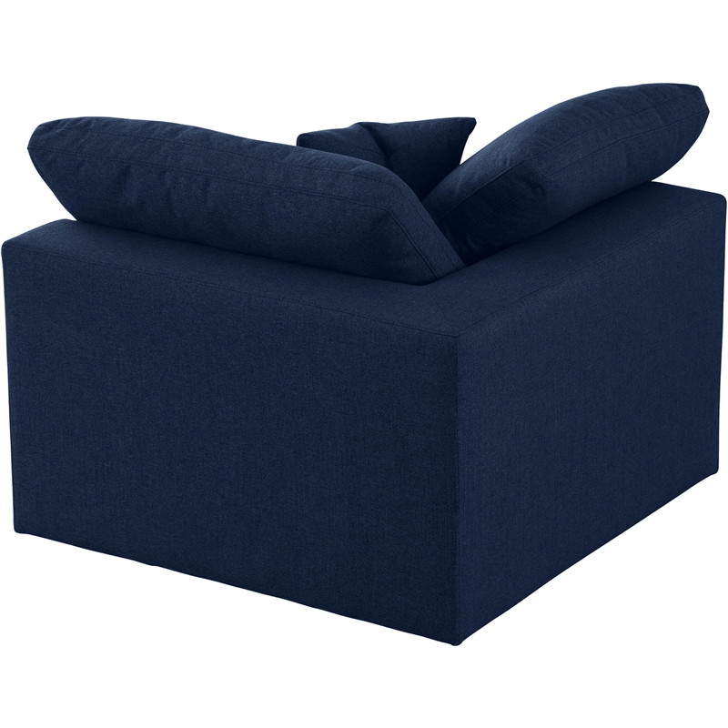 Meridian Furniture Serene Navy Durable Linen Fabric Deluxe Corner Chair