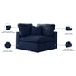 Meridian Furniture Serene Navy Durable Linen Fabric Deluxe Corner Chair