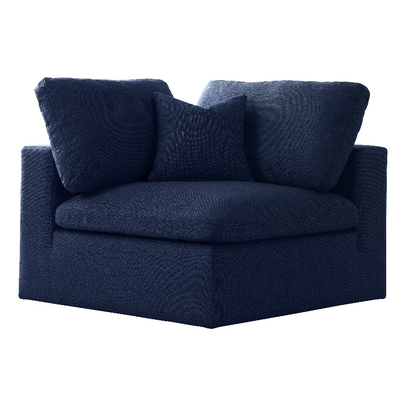 Meridian Furniture Serene Navy Durable Linen Fabric Deluxe Corner Chair