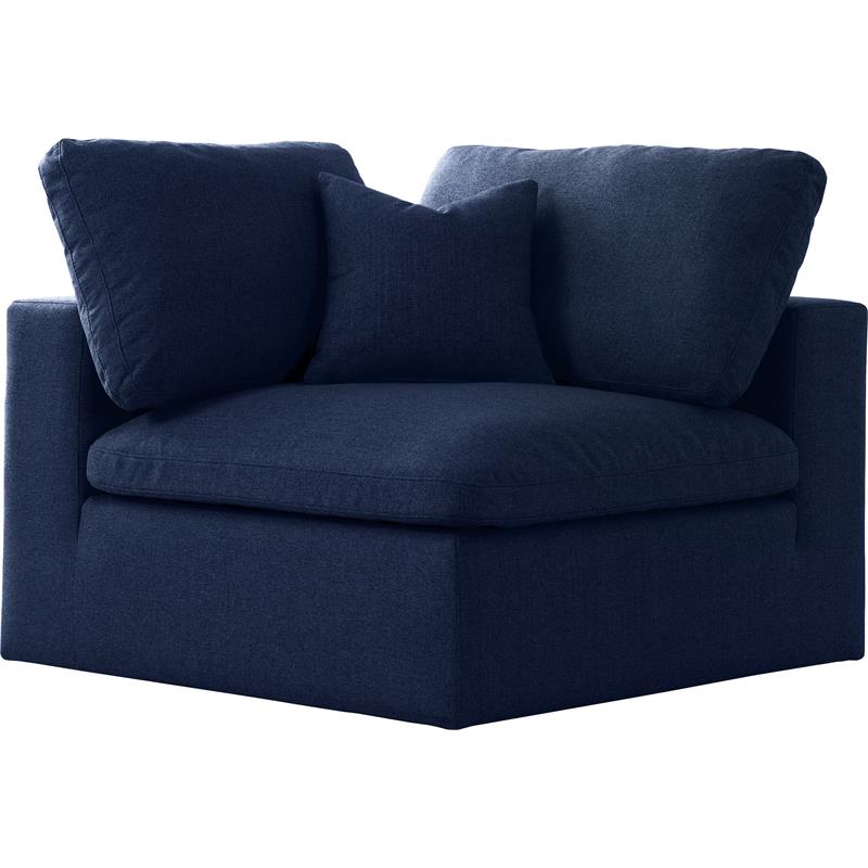 Meridian Furniture Serene Navy Durable Linen Fabric Deluxe Corner Chair