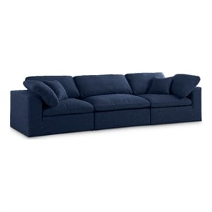 Meridian Furniture Serene Navy Durable Linen Fabric Deluxe Modular Sofa