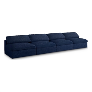 Meridian Furniture Serene Deluxe Navy Linen Fabric Modular Armless Sofa