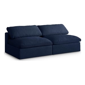 Meridian Furniture Serene Deluxe Navy Linen Fabric Modular Armless Sofa