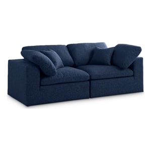 Meridian Furniture Serene Linen Fabric Deluxe Modular Sofa w/Pillows in Navy