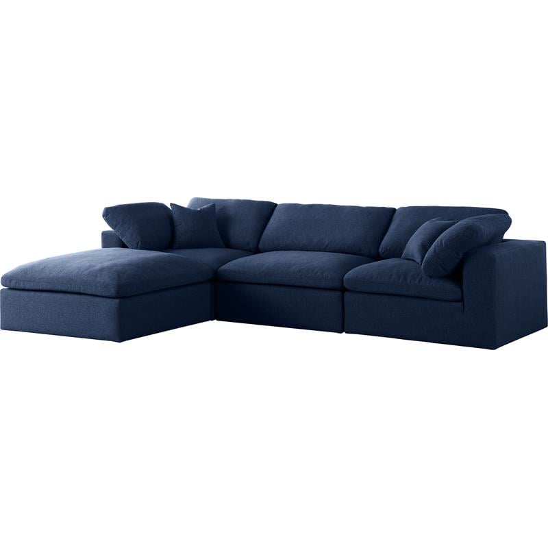 Meridian Furniture Serene Navy Durable Linen Fabric Modular Sectional