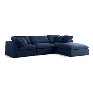 Meridian Furniture Serene Navy Durable Linen Fabric Modular Sectional