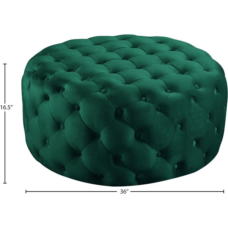 Meridian Furniture Addison Button Tufted Green Velvet Ottoman and Bench