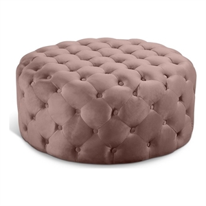 Meridian Furniture Addison Button Tufted Pink Velvet Ottoman and Bench