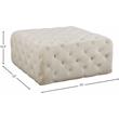 Meridian Furniture Ariel Button Tufted Cream Velvet Ottoman and Bench