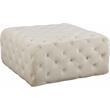 Meridian Furniture Ariel Button Tufted Cream Velvet Ottoman and Bench