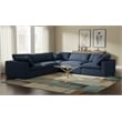 Meridian Furniture Serene Navy Durable Linen Fabric Modular Sectional