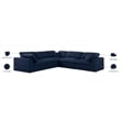 Meridian Furniture Serene Navy Durable Linen Fabric Modular Sectional