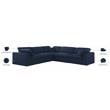 Meridian Furniture Serene Navy Durable Linen Fabric Modular Sectional
