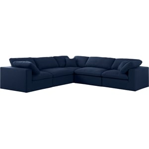 Meridian Furniture Serene Navy Durable Linen Fabric Modular Sectional