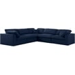 Meridian Furniture Serene Navy Durable Linen Fabric Modular Sectional