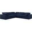 Meridian Furniture Serene Navy Durable Linen Fabric Modular Sectional