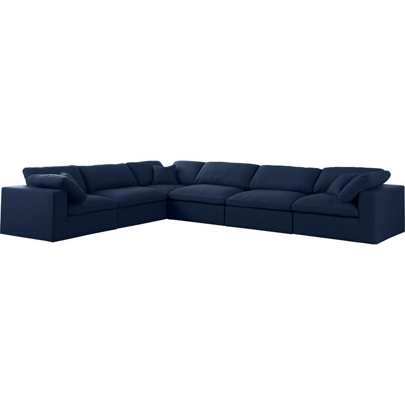 Meridian Furniture Serene Navy Durable Linen Fabric Modular Sectional