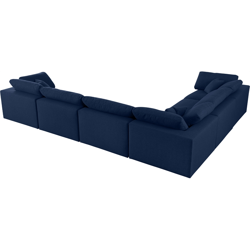Meridian Furniture Serene Navy Durable Linen Fabric Modular Sectional