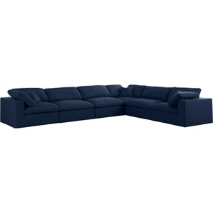 Meridian Furniture Serene Navy Durable Linen Fabric Modular Sectional
