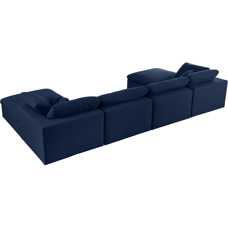 Meridian Furniture Serene Navy Durable Linen Fabric Modular Sectional
