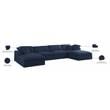 Meridian Furniture Serene Navy Durable Linen Fabric Modular Sectional