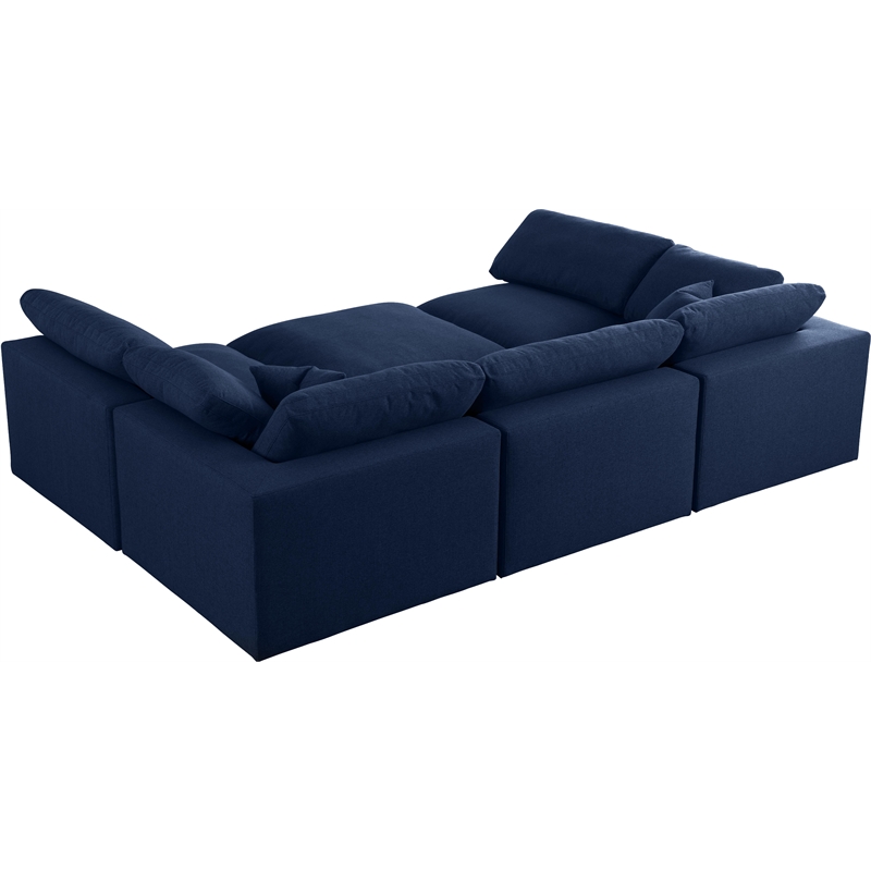 Meridian Furniture Serene Navy Durable Linen Fabric Modular Sectional