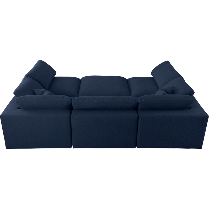 Meridian Furniture Serene Navy Durable Linen Fabric Modular Sectional