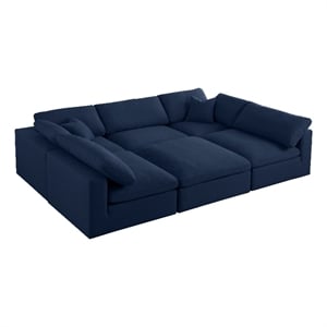 Meridian Furniture Serene Navy Durable Linen Fabric Modular Sectional