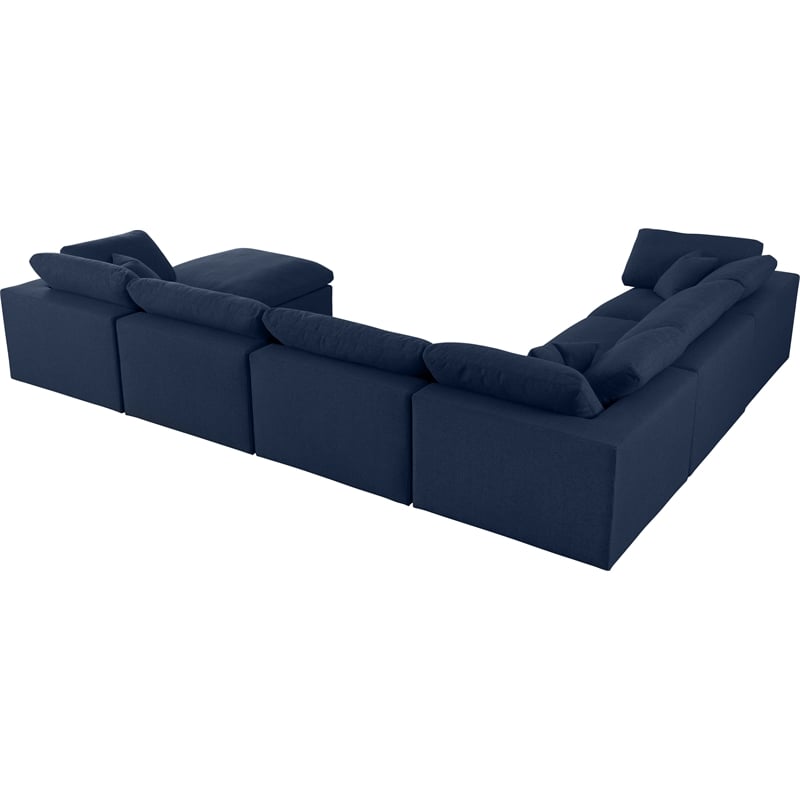 Meridian Furniture Serene Navy Durable Linen Fabric Modular Sectional