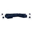 Meridian Furniture Serene Navy Durable Linen Fabric Modular Sectional