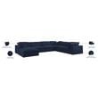 Meridian Furniture Serene Navy Durable Linen Fabric Modular Sectional