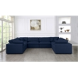 Meridian Furniture Serene Linen Fabric Modular Sectional w/Pillows in Navy
