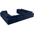 Meridian Furniture Serene Linen Fabric Modular Sectional w/Pillows in Navy