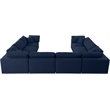 Meridian Furniture Serene Linen Fabric Modular Sectional w/Pillows in Navy