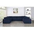 Meridian Furniture Serene Linen Fabric Modular Sectional w/Pillows in Navy