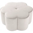 Meridian Furniture Daisy Flower Shaped Cream Velvet Ottoman