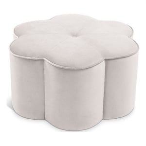 Meridian Furniture Daisy Flower Shaped Cream Velvet Ottoman