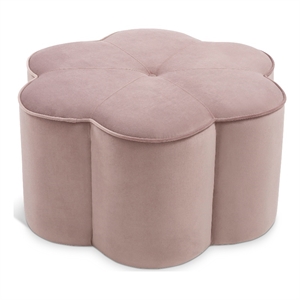 Meridian Furniture Daisy Flower Shaped Pink Velvet Ottoman