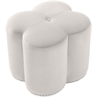 Meridian Furniture Clover Flower Shaped Cream Velvet Ottoman